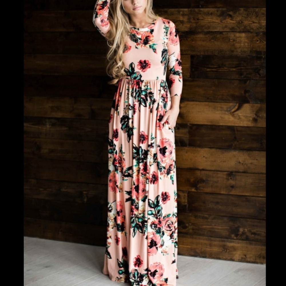 Pink Floral Maxi Dress